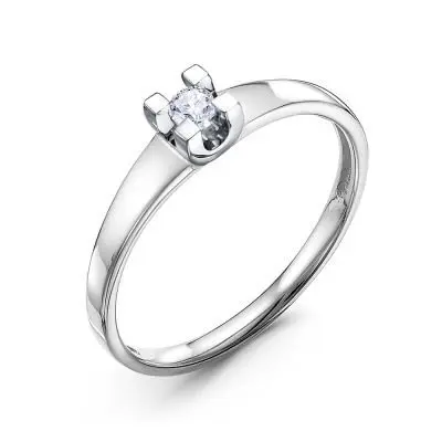 Кольцо помолвочное из белого золота