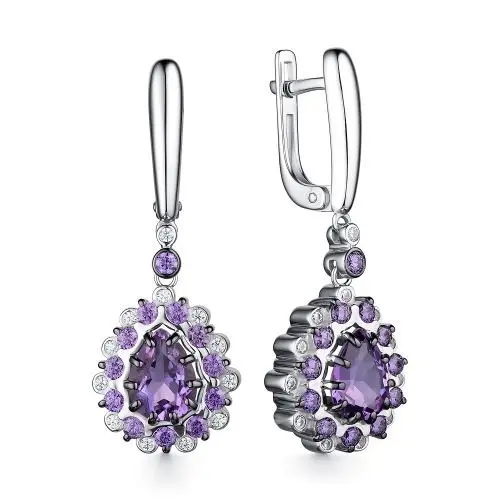 Серьги подвесные из серебра