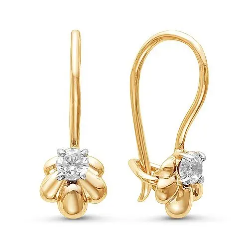 Серьги детские из красного золота вид 1