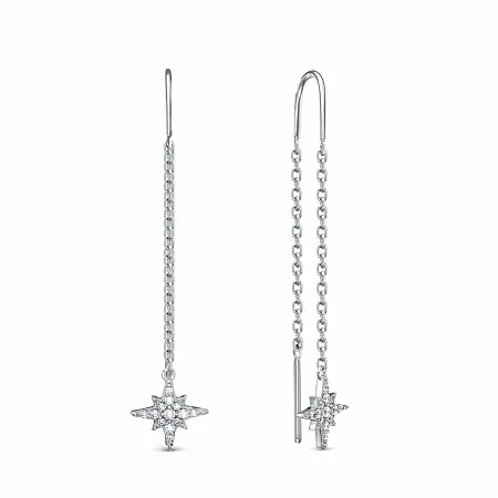 Серьги цепочки из серебра