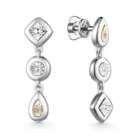 Серьги подвесные из серебра