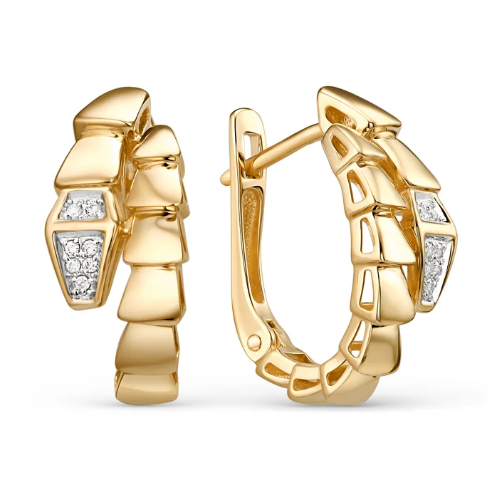 Серьги с английским замком из комбинированного золота