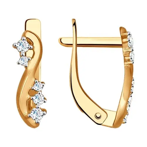 Серьги с английским замком из красного золота