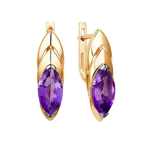 Серьги с английским замком из красного золота