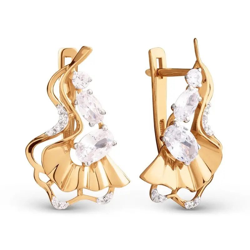 Серьги с английским замком из красного золота