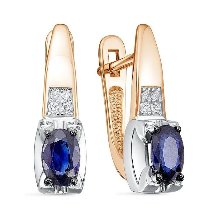 Серьги с английским замком из комбинированного золота