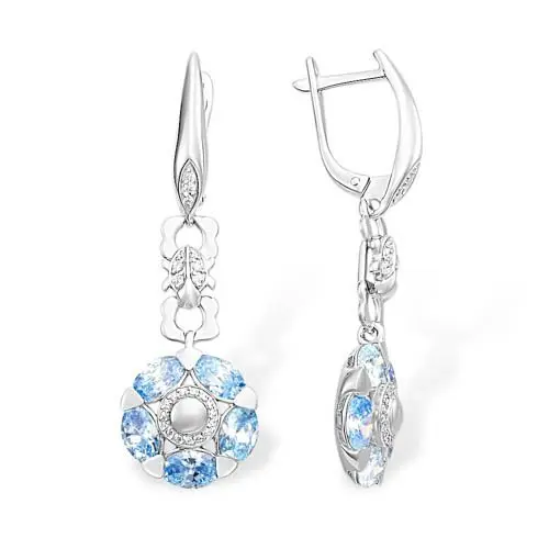 Серьги подвесные из серебра