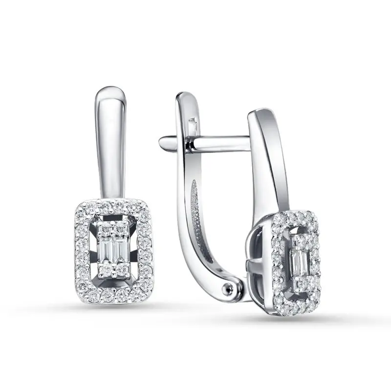 Серьги с английским замком из белого золота