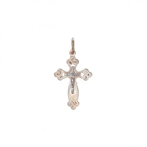 Подвеска крест из комбинированного золота