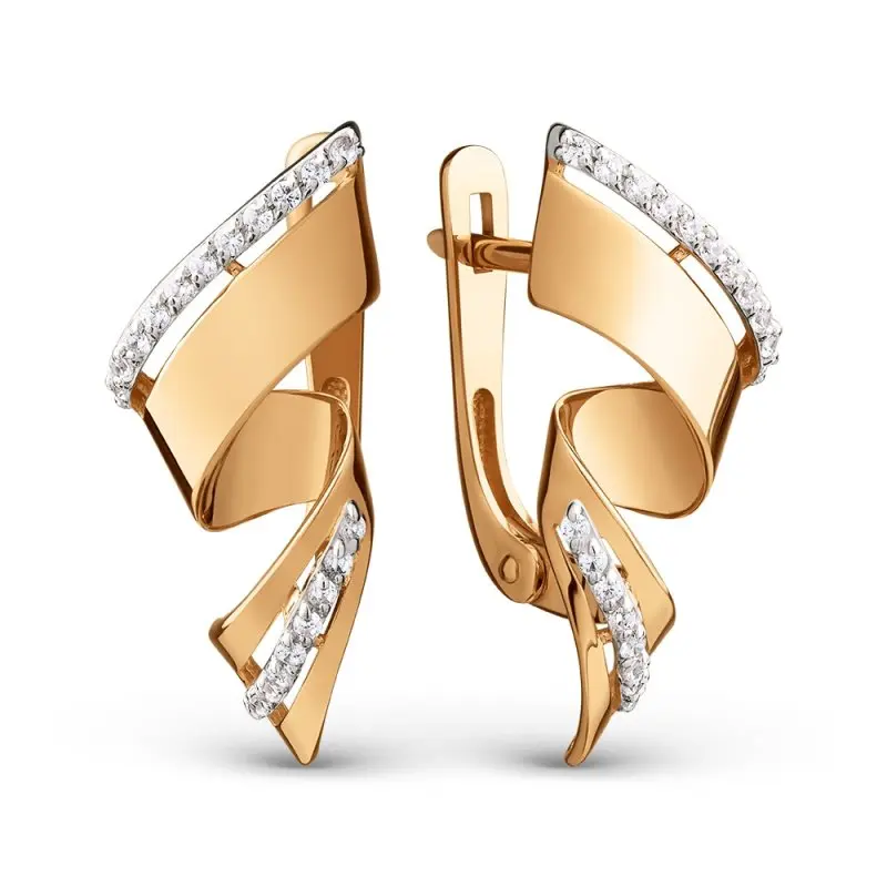 Серьги с английским замком из красного золота