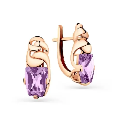 Серьги с английским замком из красного золота