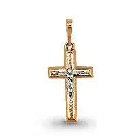 Подвеска крест из комбинированного золота