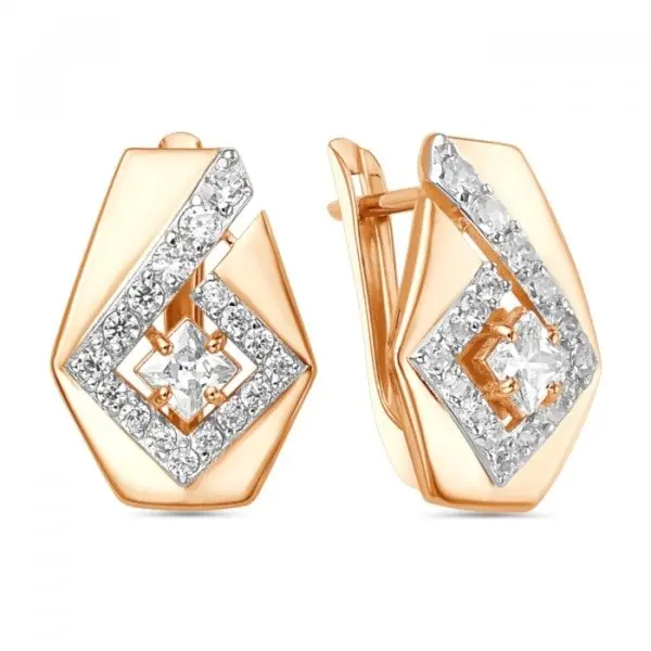 Серьги с английским замком из красного золота