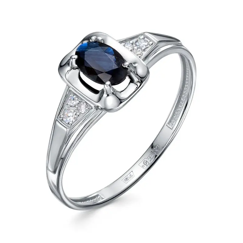 Кольцо декоративное из белого золота с сапфирами