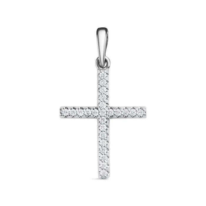 Подвеска декоративный крест из белого золота