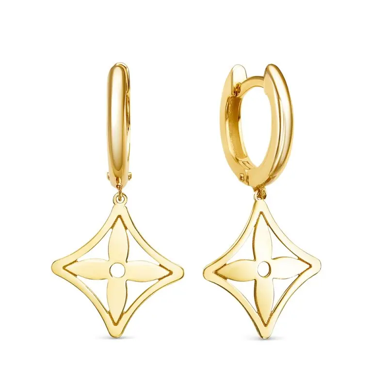 Серьги подвесные из желтого золота