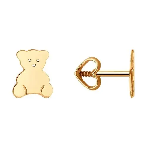 Серьги пуссеты из красного золота