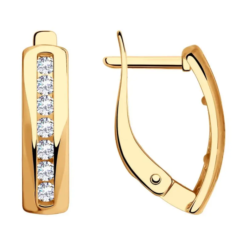 Серьги с английским замком из красного золота