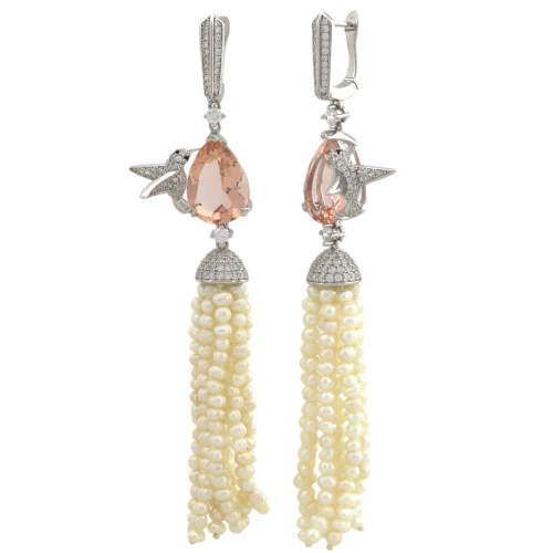 Серьги подвесные из серебра