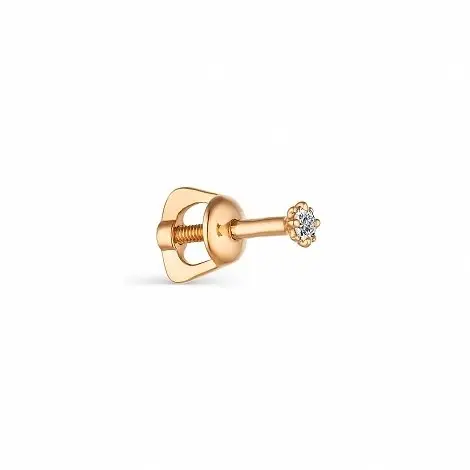 Серьги одиночные из красного золота
