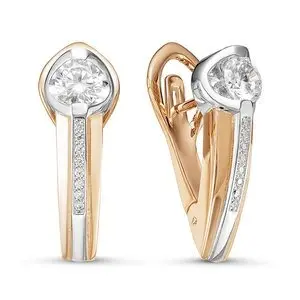 Серьги с английским замком из комбинированного золота