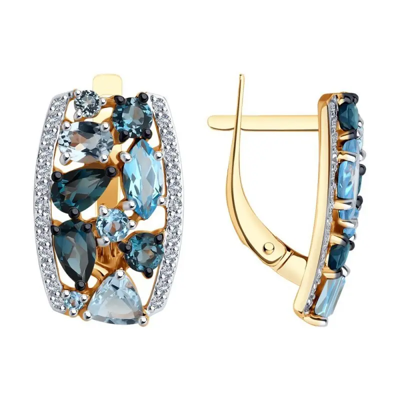 Серьги с английским замком из комбинированного золота