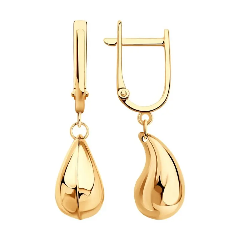 Серьги подвесные из красного золота