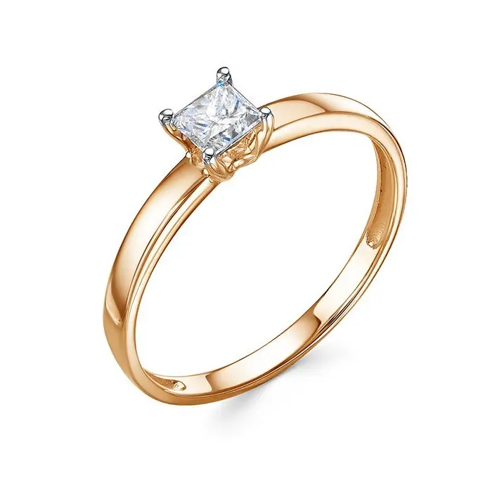 Кольцо помолвочное из красного золота