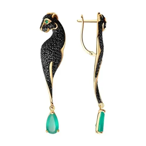 Серьги подвесные из красного золота