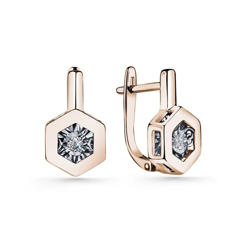 Серьги с английским замком из комбинированного золота