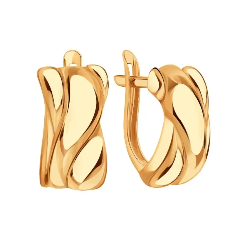 Серьги с английским замком из красного золота