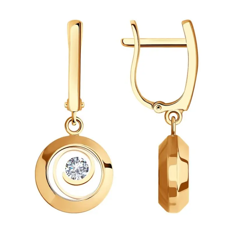 Серьги подвесные из красного золота