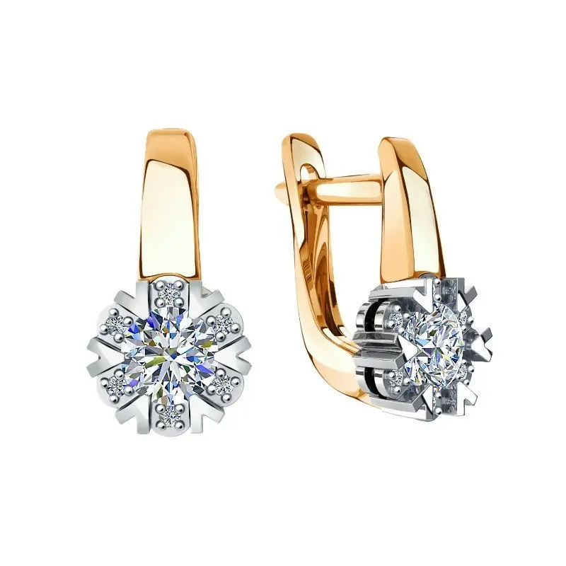 Серьги с английским замком из комбинированного золота