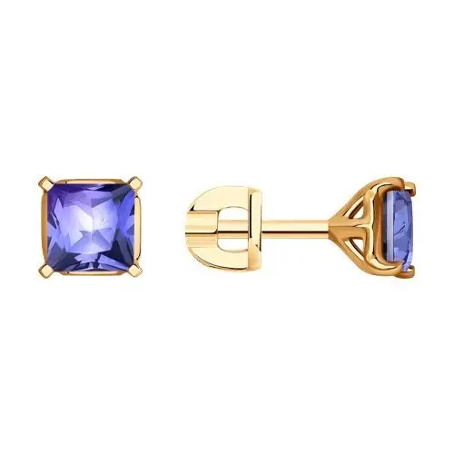 Серьги пуссеты из красного золота