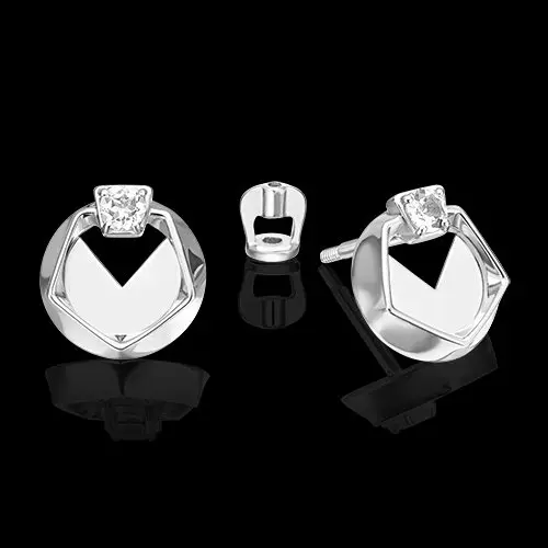 Серьги пуссеты из белого золота