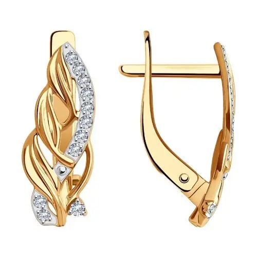 Серьги с английским замком из комбинированного золота