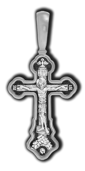 Подвеска крест из черного серебра