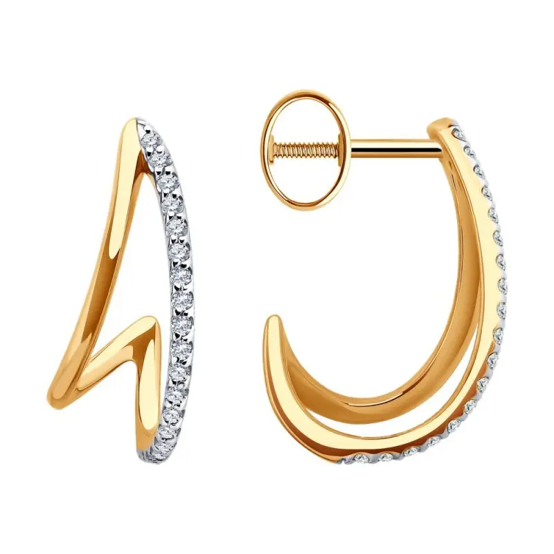 Серьги пуссеты из красного золота