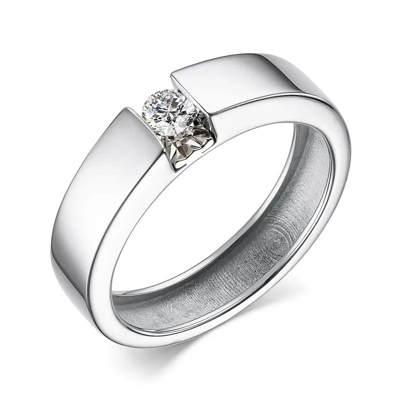 Кольцо помолвочное из белого золота