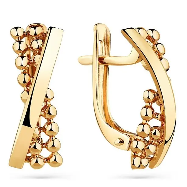 Серьги с английским замком из красного золота