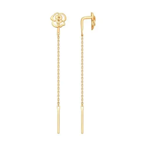 Серьги цепочки из красного золота