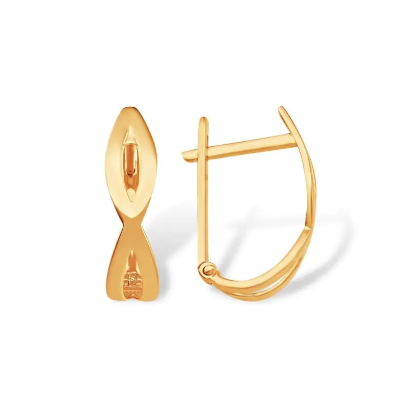 Серьги с английским замком из красного золота