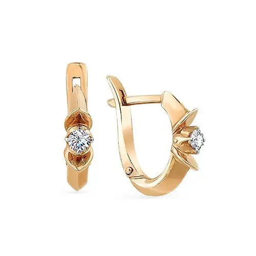 Серьги с английским замком из белого золота с бриллиантами