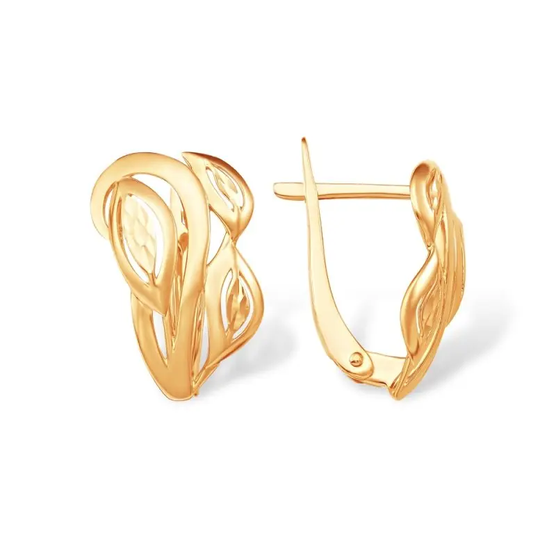 Серьги с английским замком из красного золота