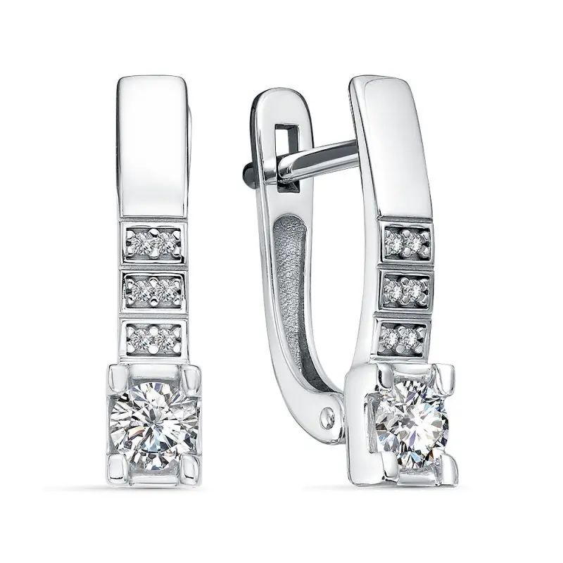 Серьги с английским замком из белого золота