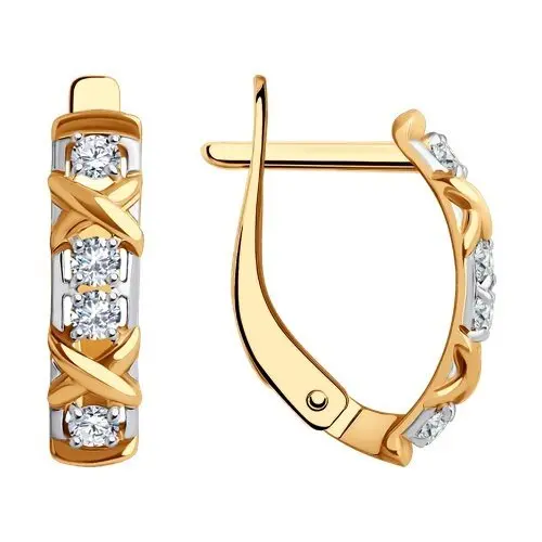 Серьги с английским замком из комбинированного золота