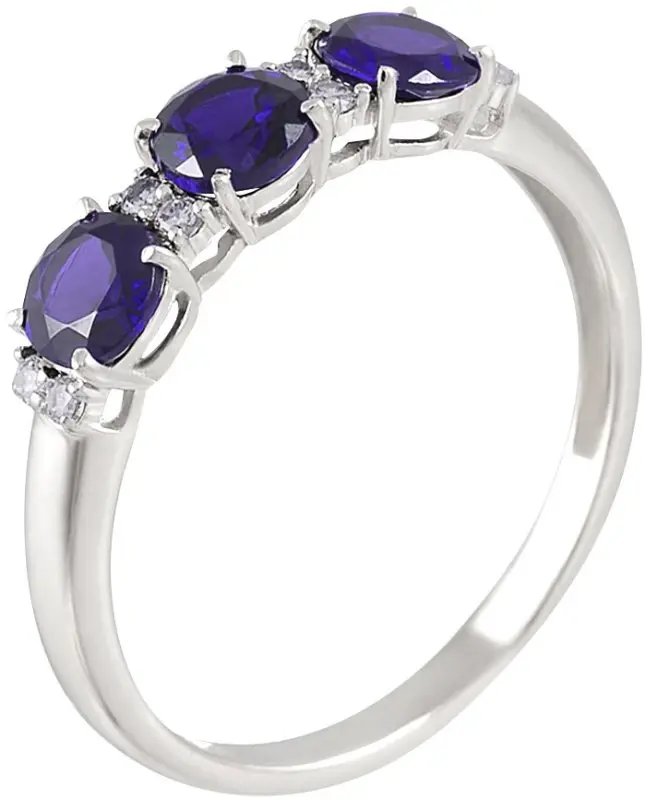 Кольцо декоративное из белого золота с танзанитами