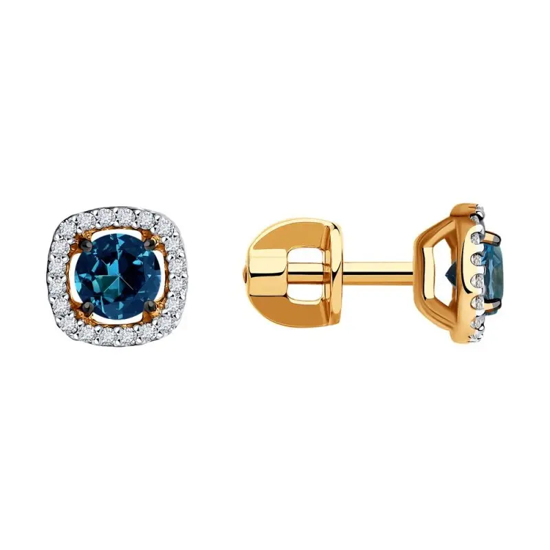 Серьги пуссеты из красного золота