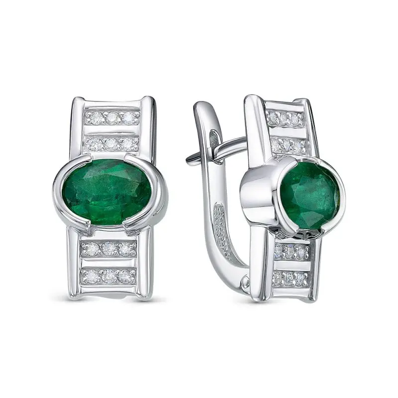 Серьги с английским замком из белого золота