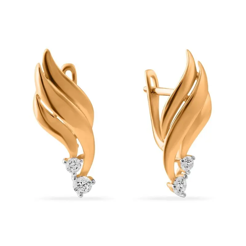 Серьги с английским замком из красного золота